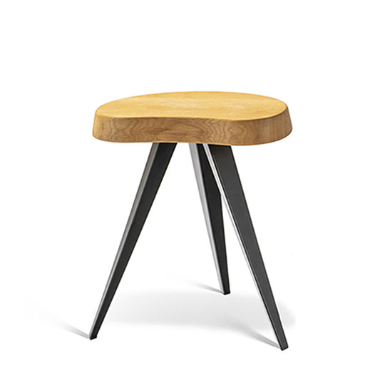 Mexique Stool | Natural Oak Seat with Gunmetal Grey Legs