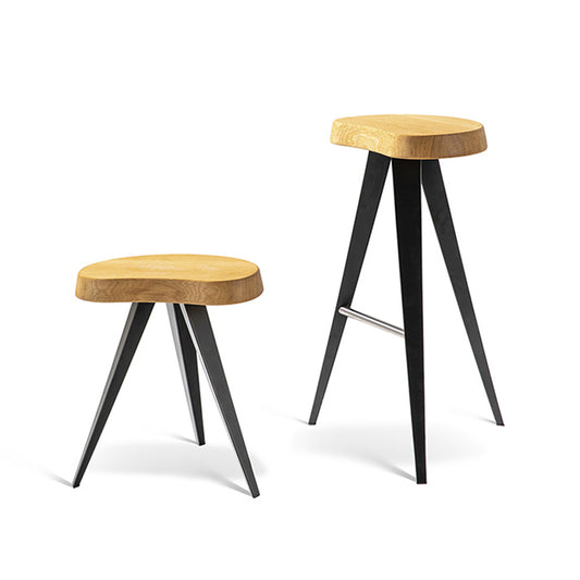 Mexique Stool | Natural Oak Seat with Matt Black Legs