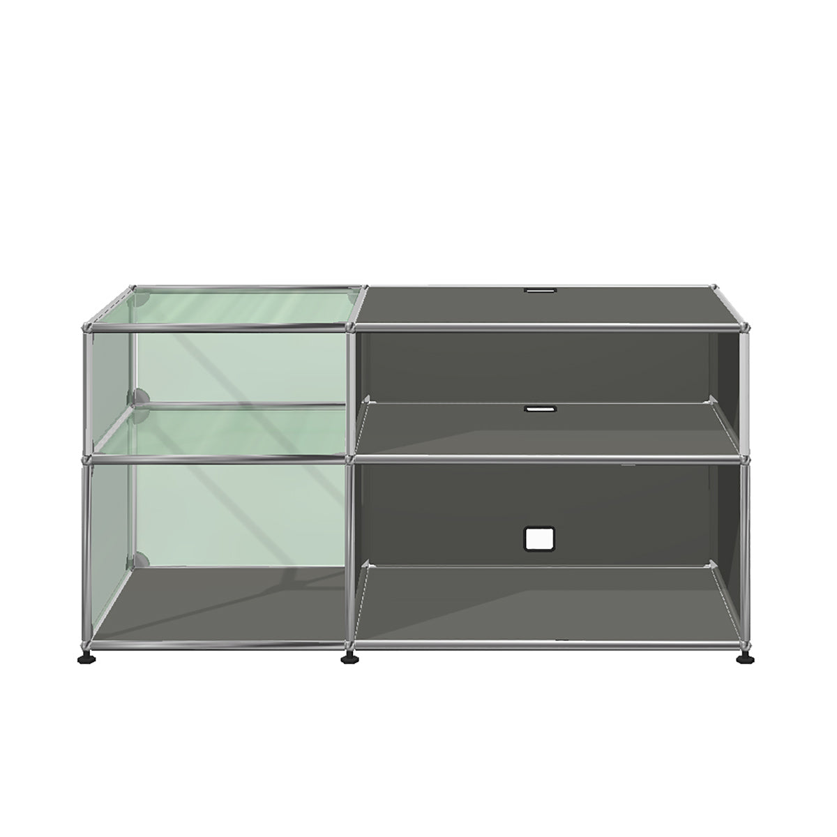 USM Glass Media Unit | Medium Grey Lacquer Panels