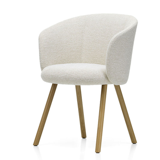 Mikado Arm Chair | Nubia 01 Ivory and Pearl Fabric Upholstery
