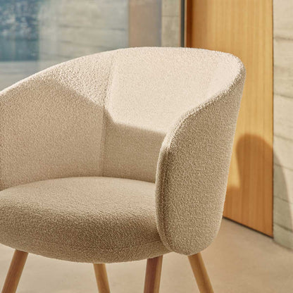 Mikado Arm Chair | Nubia 01 Ivory and Pearl Fabric Upholstery