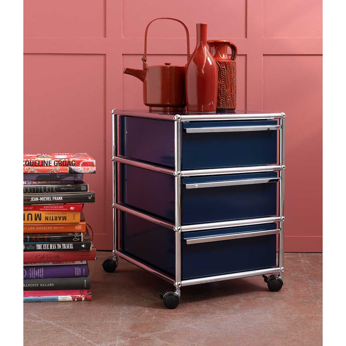 USM Mobile Pedestal | Steel Blue Lacquer Panels