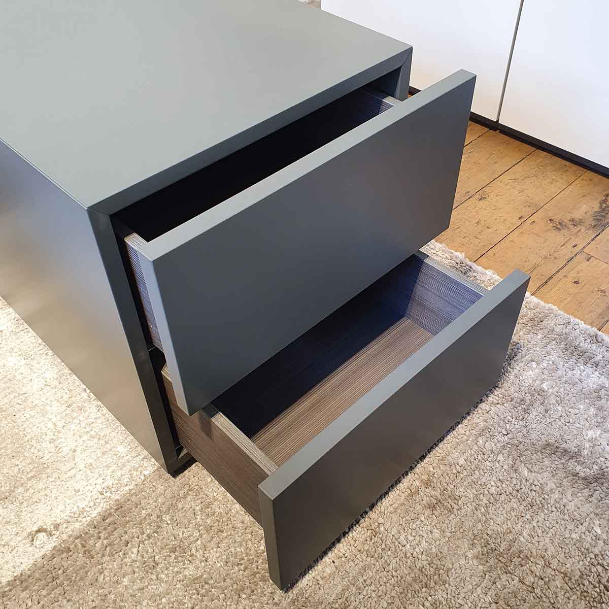 Modern Bedside Drawers | Matt Lacquer L06 London Grey