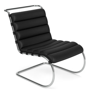 MR Armless Chair Bauhaus Edition | Black Bellagio BEL01 Leather