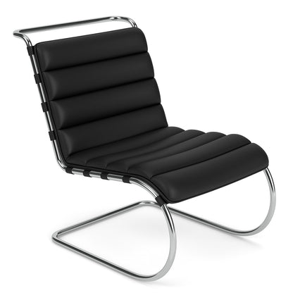 MR Armless Chair Bauhaus Edition | Black Bellagio BEL01 Leather