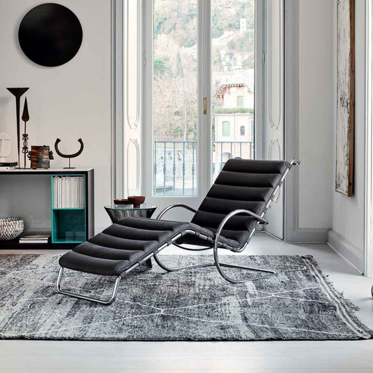 MR Adjustable Chaise Bauhaus Edition | Black Velour VLBLK Leather