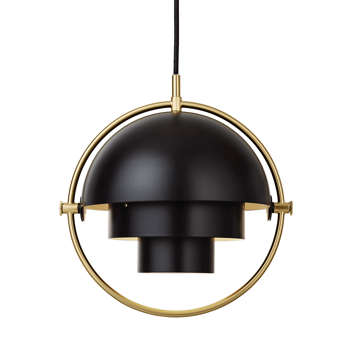 Multi-Lite Pendant Lamp | Brass Frame Soft Black Shade