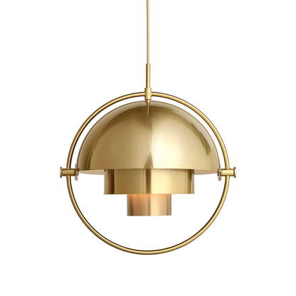 Multi-Lite Pendant Lamp | Brass Frame Brass Shade
