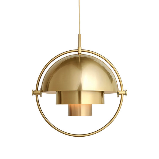 Multi-Lite Pendant Lamp | Brass Frame Brass Shade