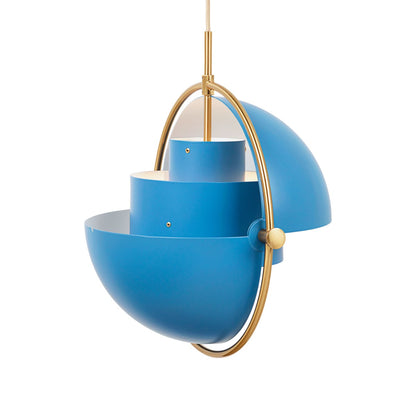 Multi-Lite Pendant Lamp | Brass Frame Blue Shade
