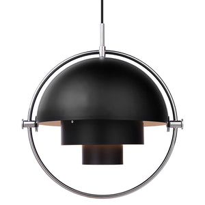 Multi-Lite Pendant Lamp | Chrome Frame Black Shade