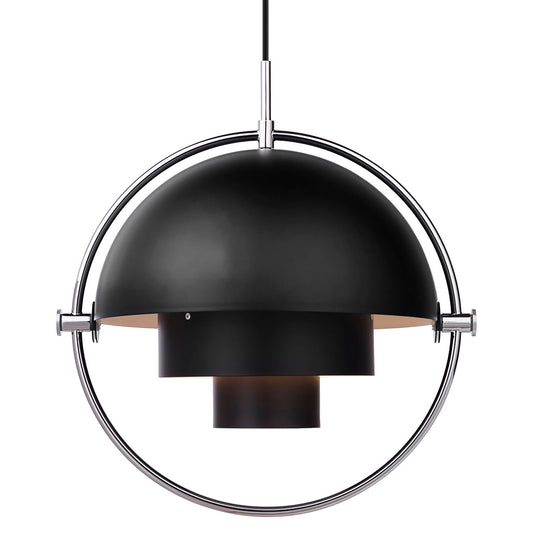 Multi-Lite Pendant Lamp | Chrome Frame Black Shade