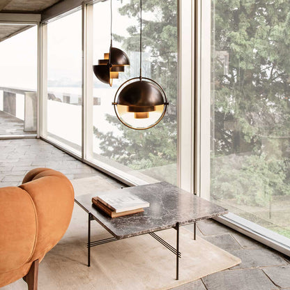 Multi-Lite Pendant Lamp | Black Brass Frame and Shade