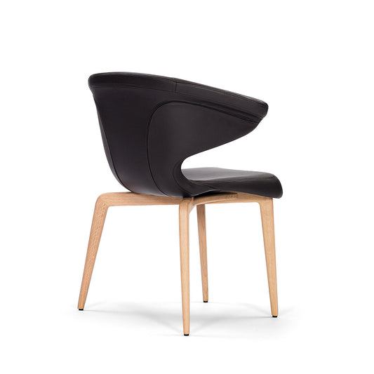 Munich Dining Chair with Arms | Black Classic Leather Upholstery