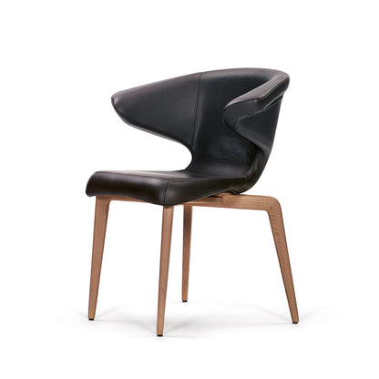 Munich Dining Chair with Arms | Black Classic Leather Upholstery