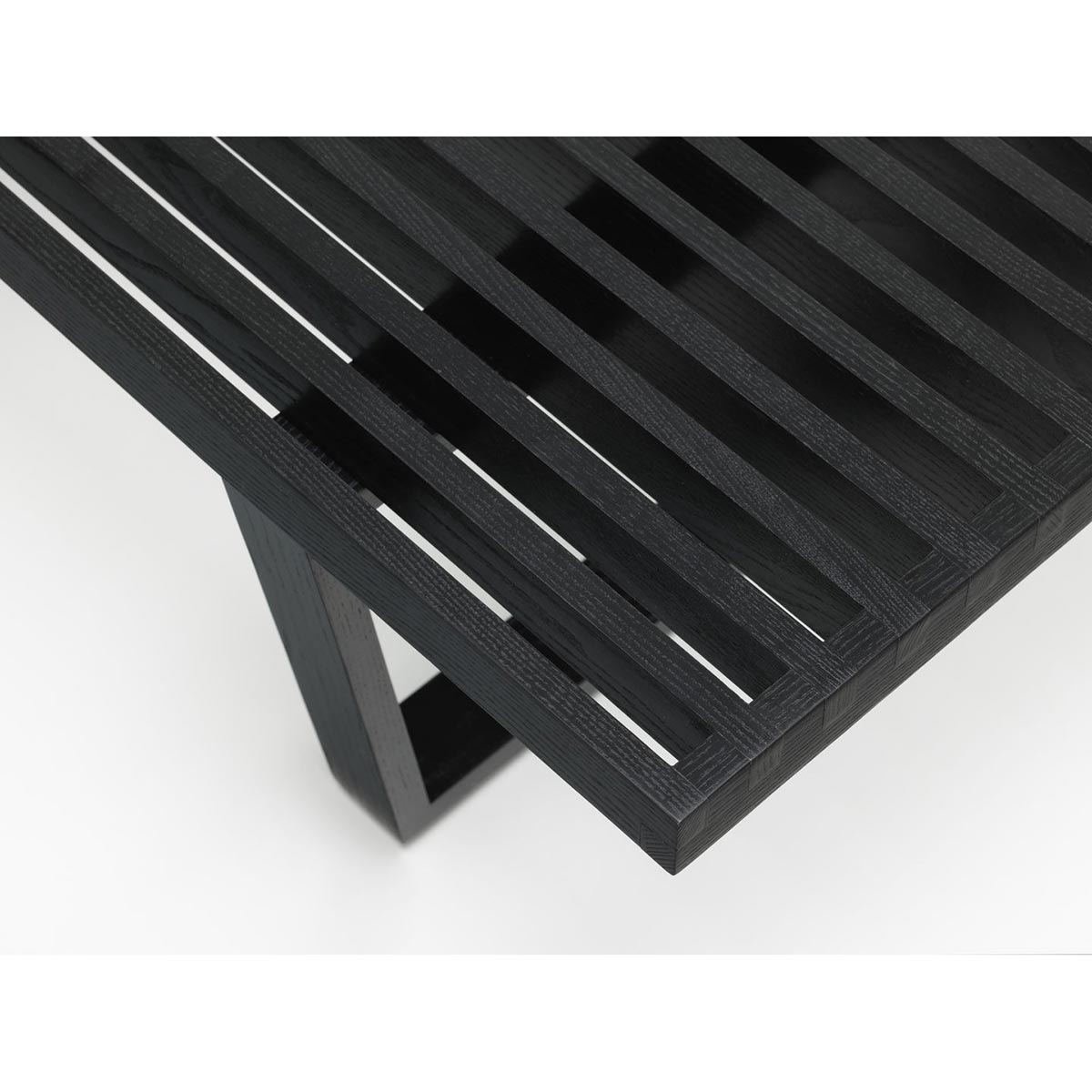 Nelson Bench 1220mm | Black Stained Ash Slatted Top