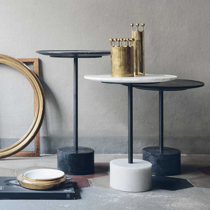 9 'Nove' Medium Low Table | White Carrara Marble Top and Base