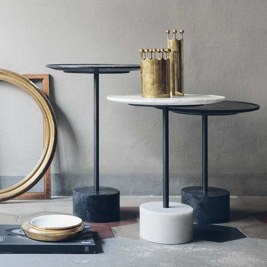 9 'Nove' Medium Low Table | White Carrara Marble Top and Base