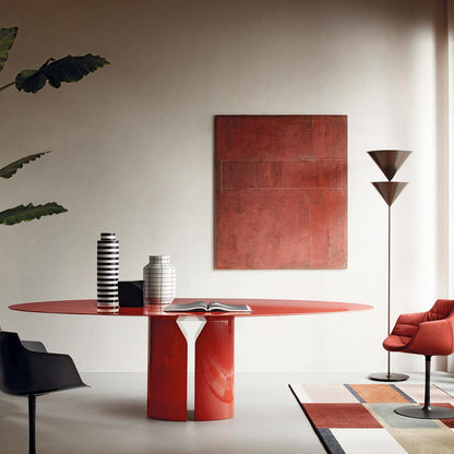 NVL Oval Dining Table | Gloss Lacquered Red