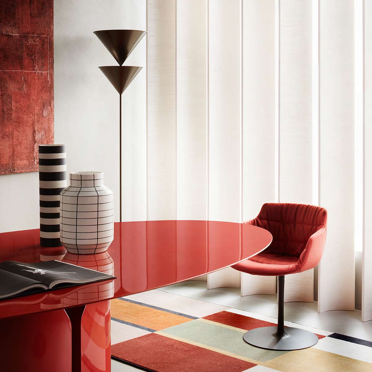 NVL Oval Dining Table | Gloss Lacquered Red