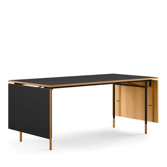 Nyhavn Dining Table Extendable | Oak Dark Oiled with Black Linoleum Top