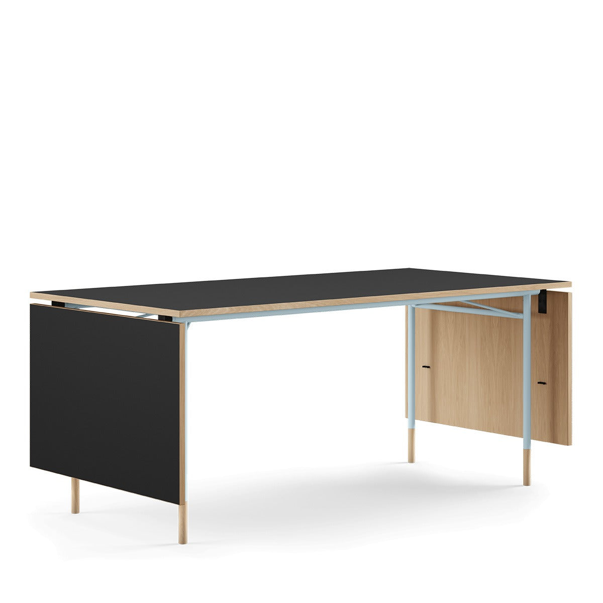 Nyhavn Dining Table Extendable | Oak Clear Oiled with Black Linoleum Top