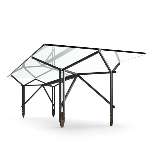Olimpino Table 240cm | Clear Glass Top With Matt Black Frame