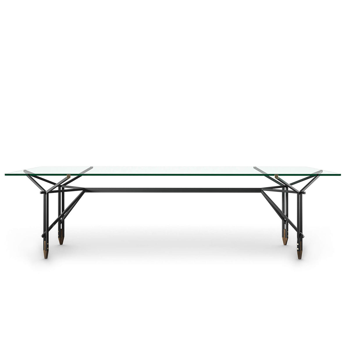 Olimpino Table 240cm | Clear Glass Top With Matt Black Frame