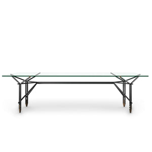 Olimpino Table 240cm | Clear Glass Top With Matt Black Frame