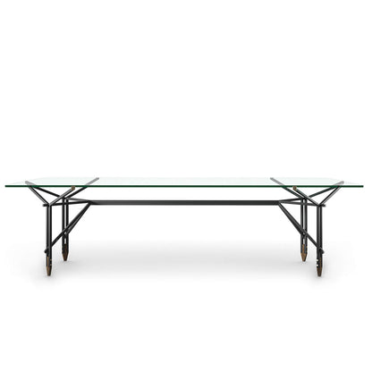 Olimpino Table 240cm | Clear Glass Top With Matt Black Frame