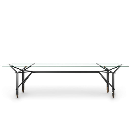Olimpino Table 240cm | Clear Glass Top With Matt Black Frame