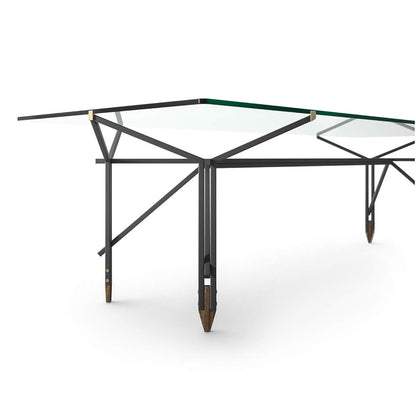 Olimpino Table 240cm | Clear Glass Top With Matt Black Frame