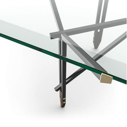 Olimpino Table 240cm | Clear Glass Top With Matt Black Frame