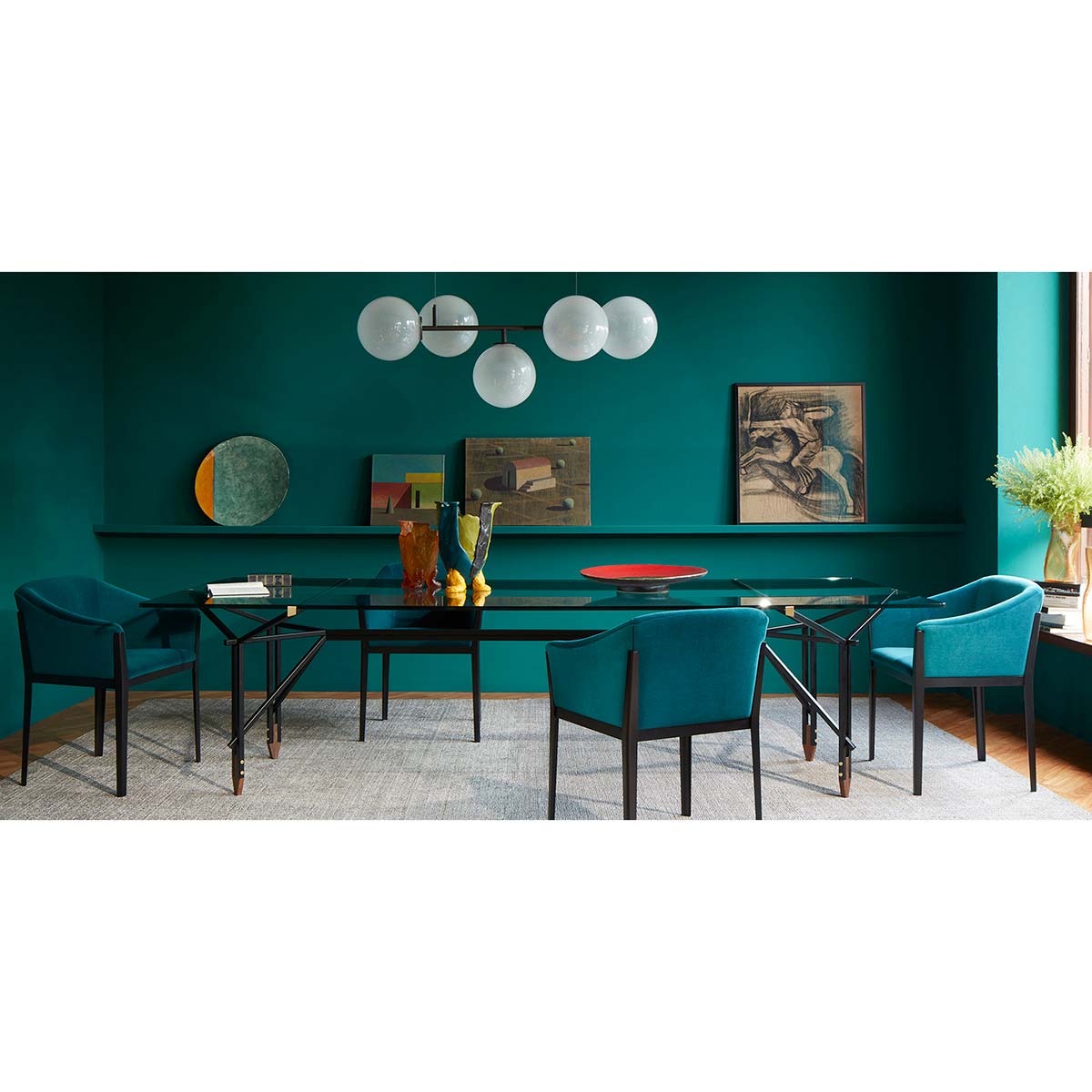 Olimpino Table 240cm | Anthracite Glass Top With Matt Black Frame
