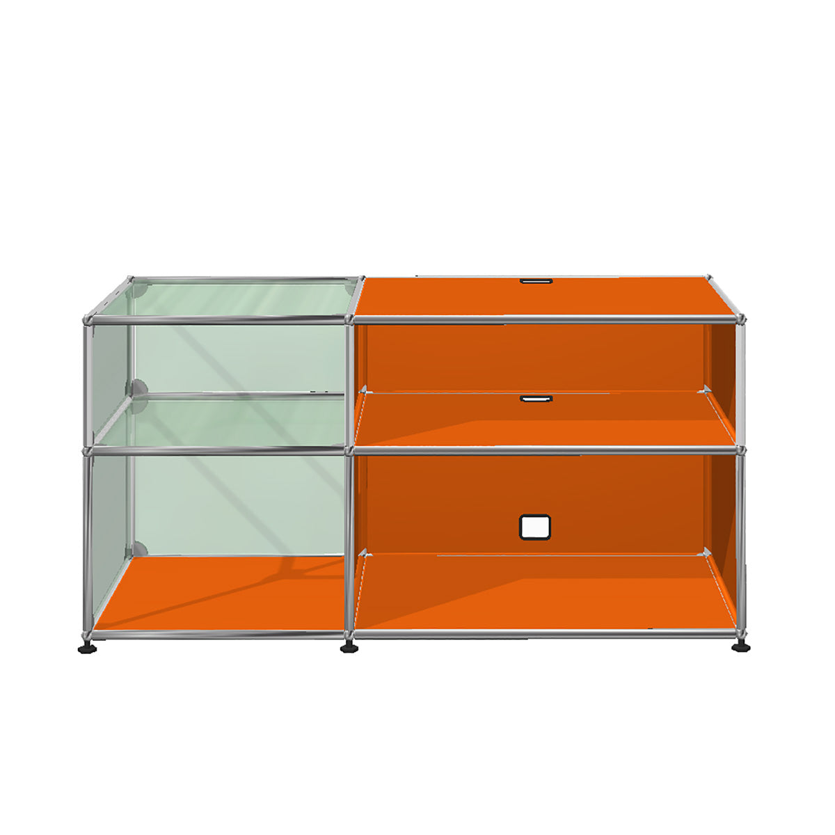 USM Glass Media Unit | Orange Lacquer Panels
