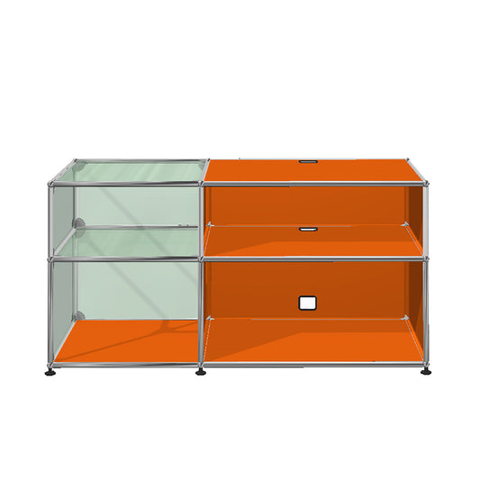 USM Glass Media Unit | Orange Lacquer Panels