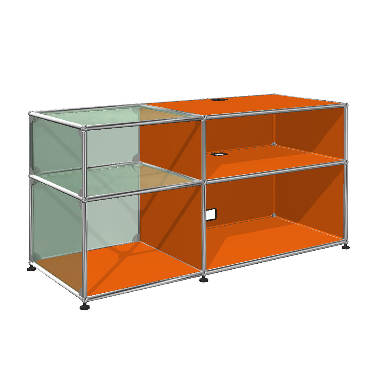 USM Glass Media Unit | Orange Lacquer Panels