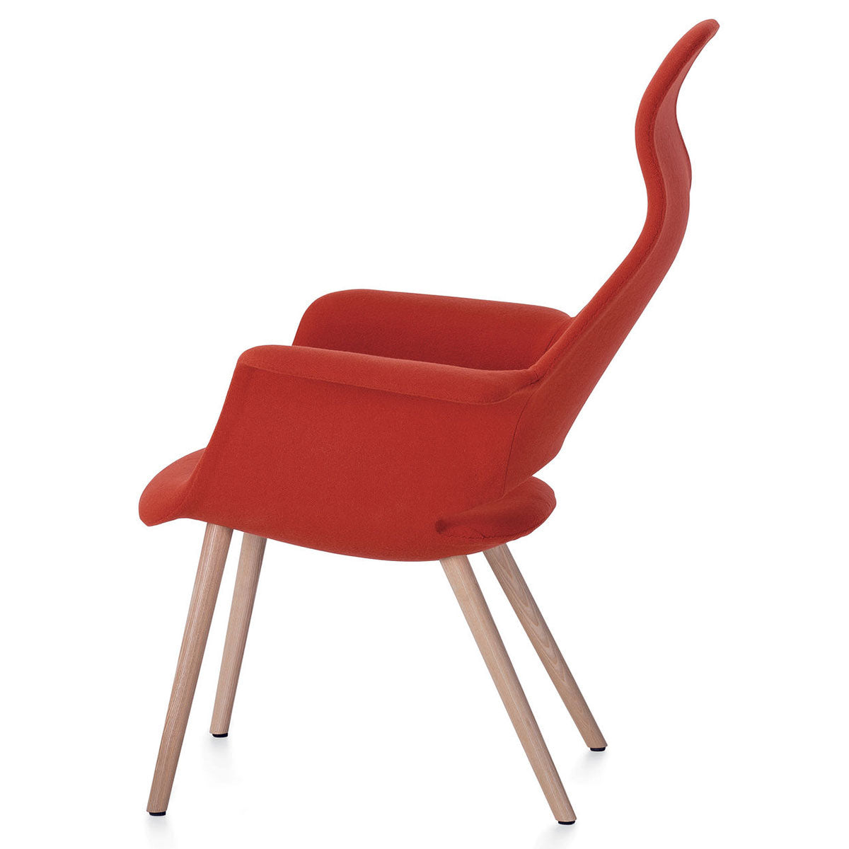 Organic High Back Chair | Red and Poppy Red Hopsak Fabric