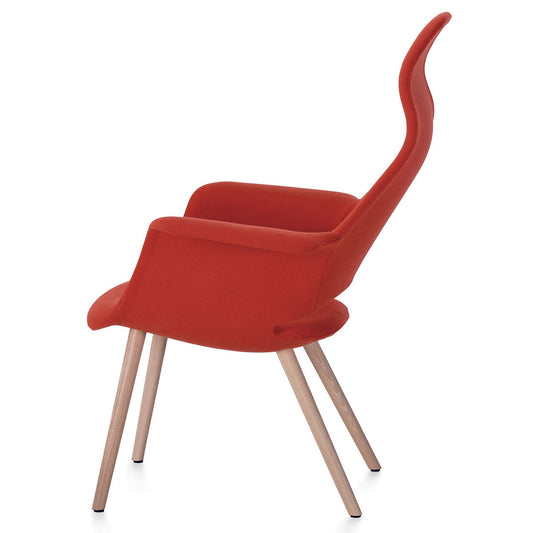Organic High Back Chair | Red and Poppy Red Hopsak Fabric