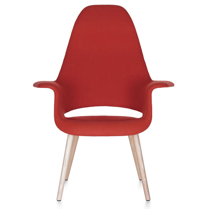 Organic High Back Chair | Red and Poppy Red Hopsak Fabric