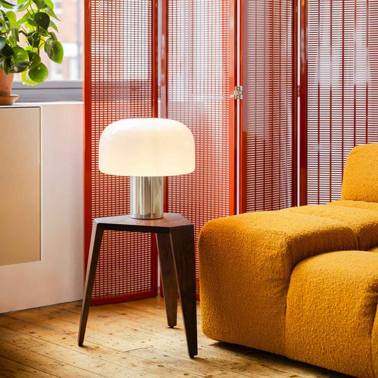 Bellhop Glass T Table Lamp | Bright Aluminium