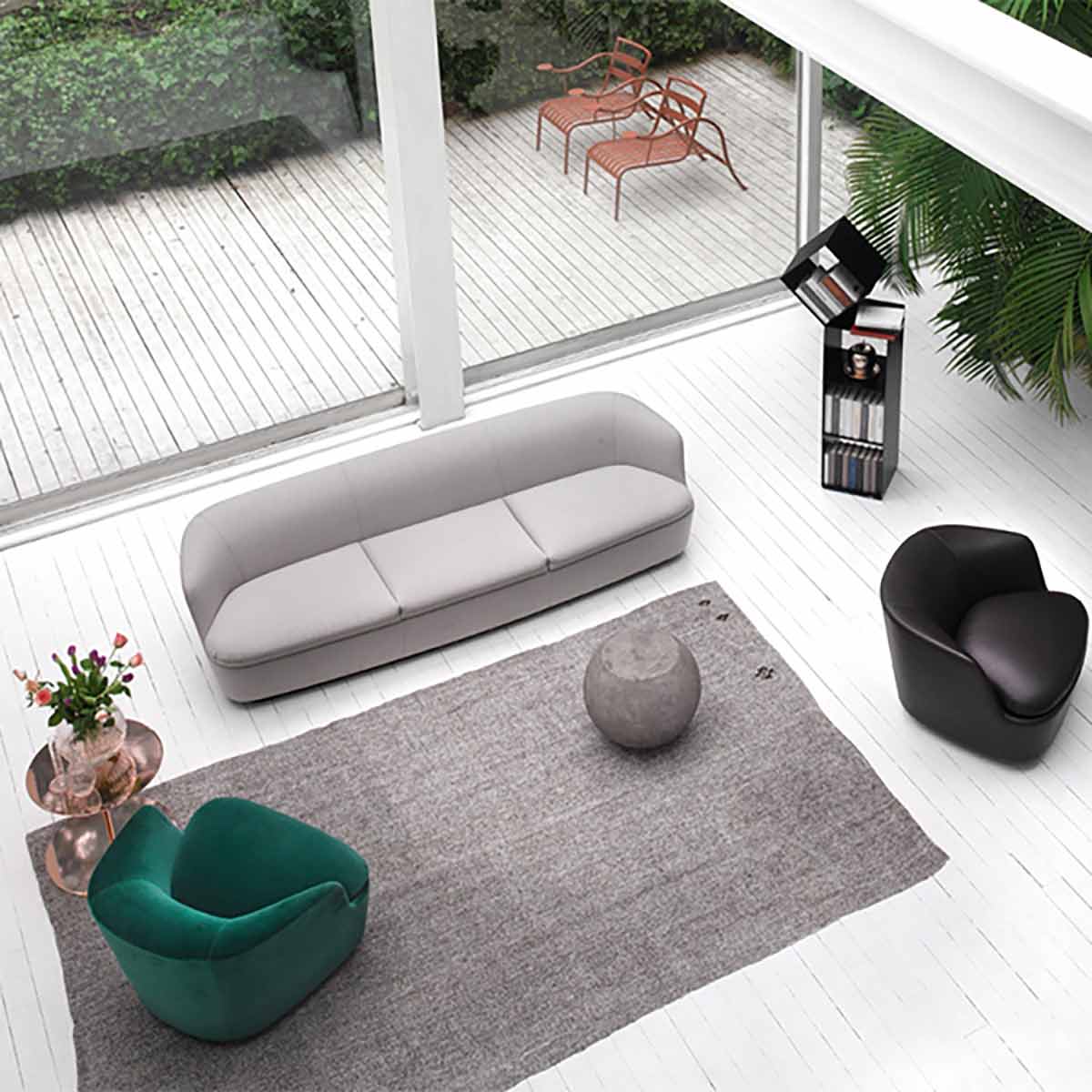 Orla 3 Seat Sofa | Hallingdal Fabric 126 Grey White