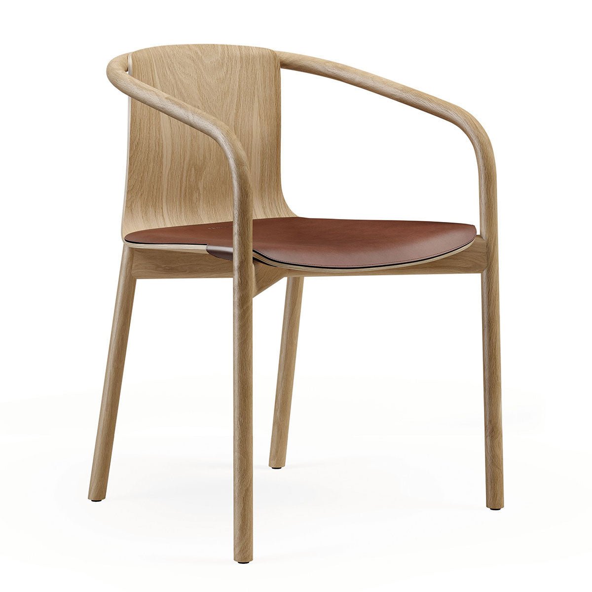 Osuu Dining Chair | Maron Saddle Leather Seat Cushion Pad