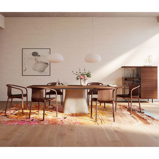 Osuu Dining Chair | Black Saddle Leather Seat Cushion Pad