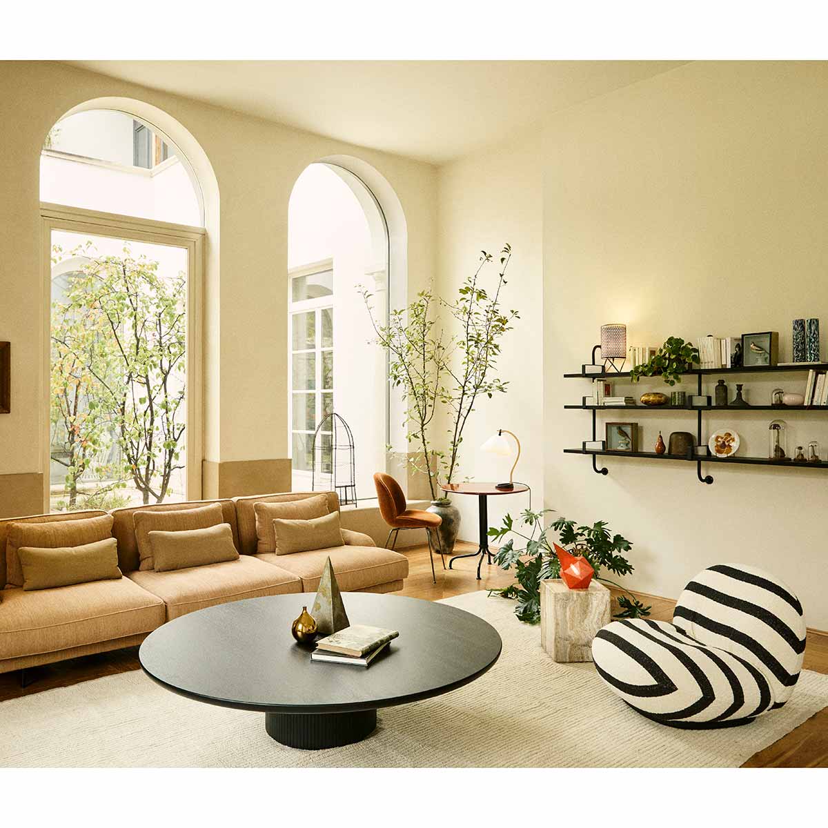 Pacha Chair Swivel Base | Black and White Striped Karakorum Fabric