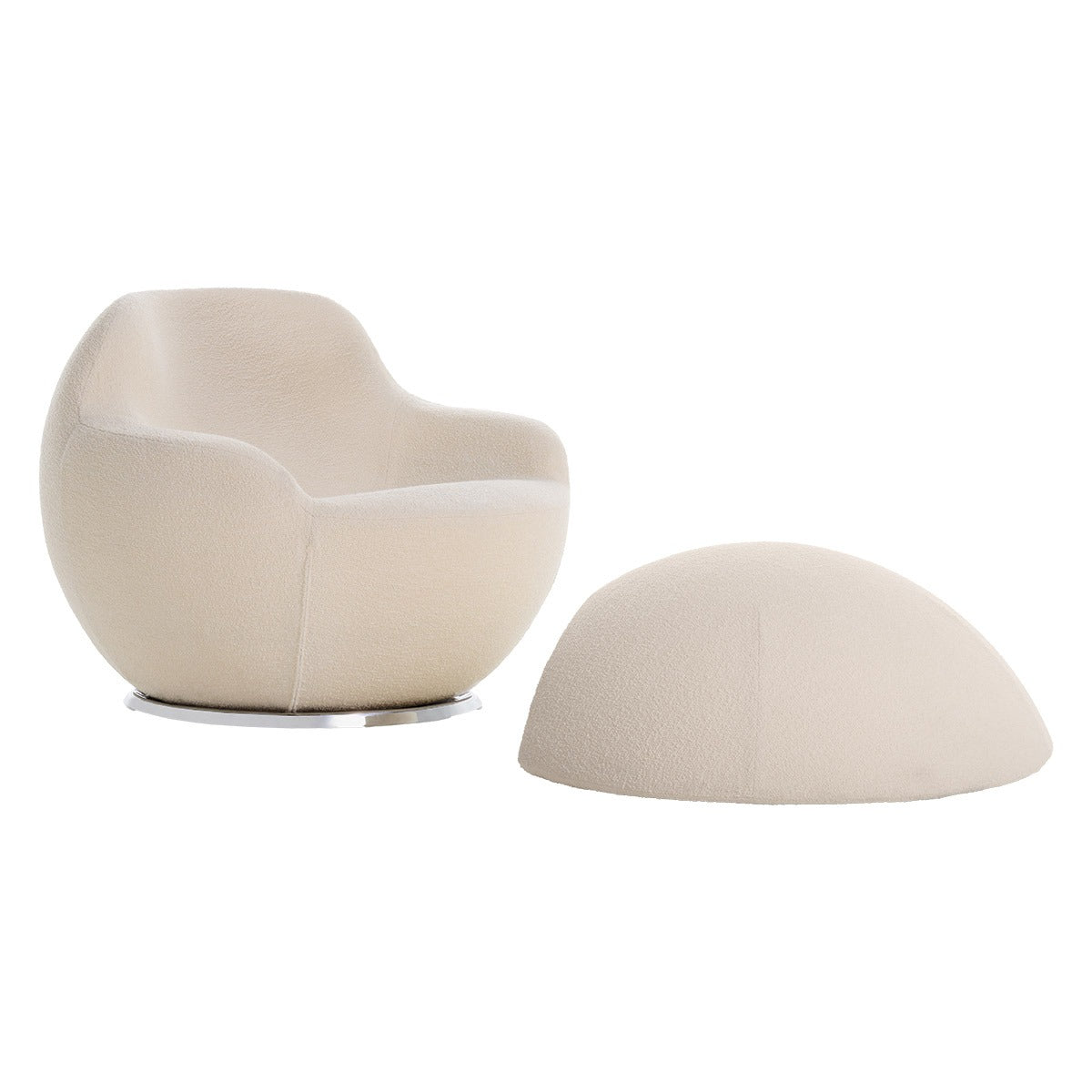 Palla Armchair Swivel Base | Cream White Paradise Fabric Upholstery