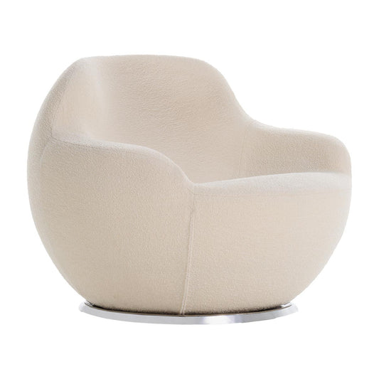 Palla Armchair Swivel Base | Cream White Paradise Fabric Upholstery
