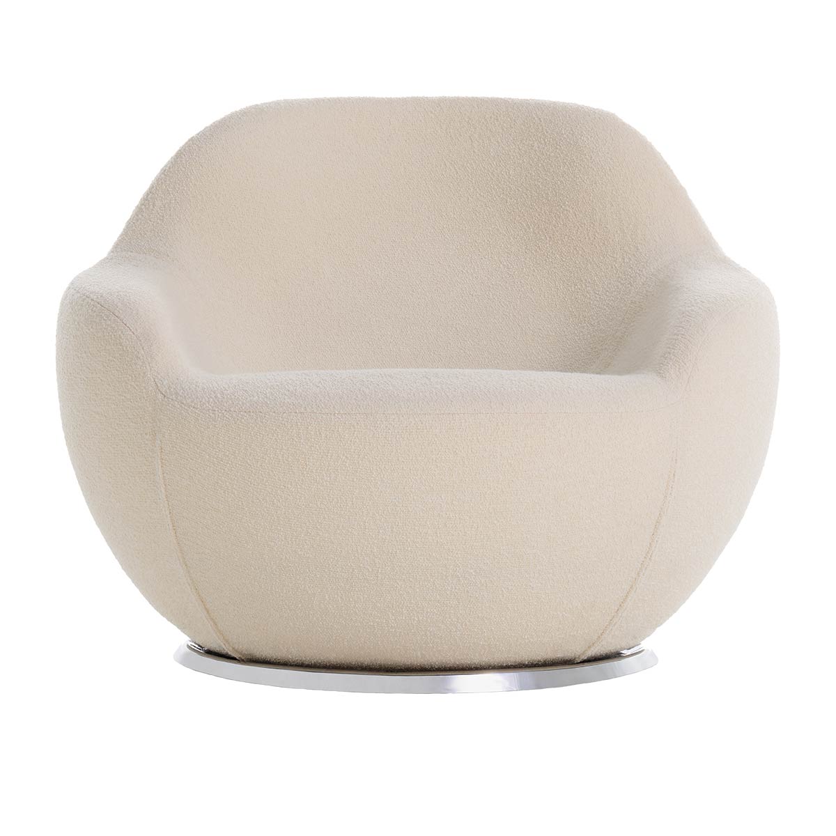 Palla Armchair Swivel Base | Cream White Paradise Fabric Upholstery