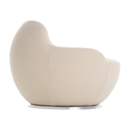 Palla Armchair Swivel Base | Cream White Paradise Fabric Upholstery