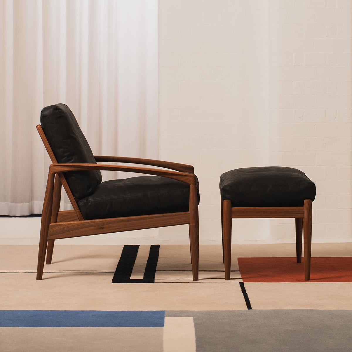 Paperknife Lounge Chair | Black Aniline Leather L2YA